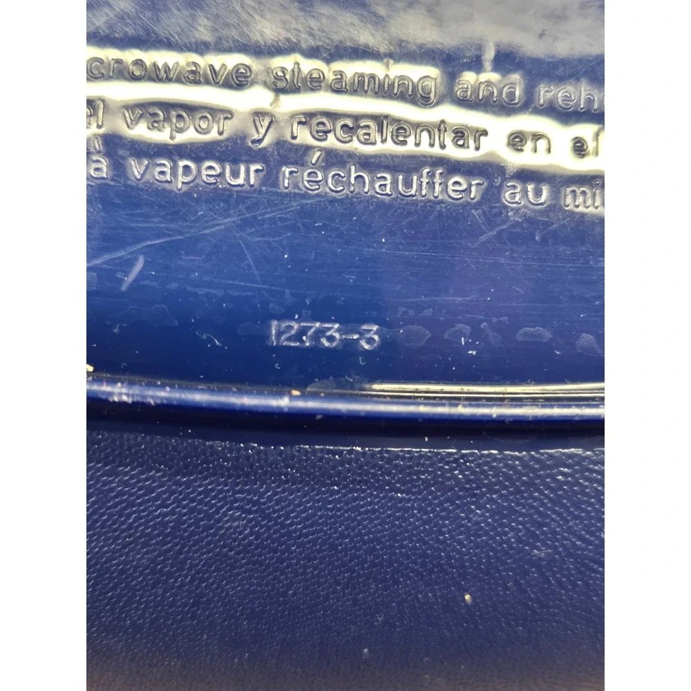 Tupperware Microwave Steamer Set Blue White 3 Piece 1273-3 Reheat Steam Veggie